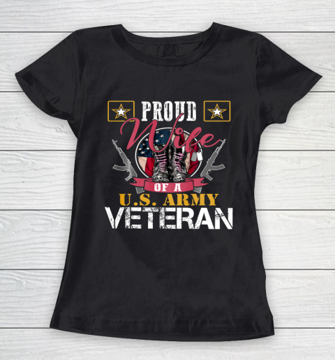 Veteran Shirt Vintage Proud Wife Of A U S Army Veteran Women's T-Shirt