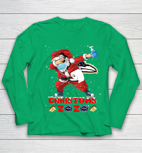 Baltimore Ravens Funny Santa Claus Dabbing Christmas 2020 NFL Youth Long Sleeve 4