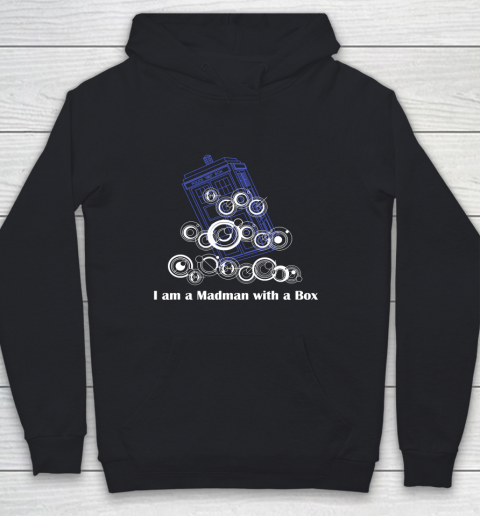 Doctor Who Shirt I am a Madman with a Box  Timelord Writing Youth Hoodie