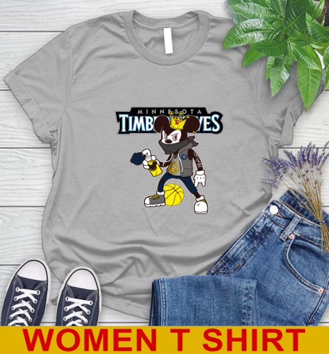 Minnesota Timberwolves NBA Basketball Mickey Peace Sign Sports Women's T-Shirt 5