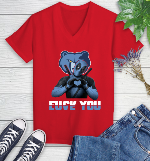 NBA Memphis Grizzlies Deadpool Love You Fuck You Basketball Sports Women's V-Neck T-Shirt 11