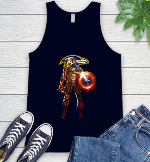 NFL Captain America Marvel Avengers Endgame Football Sports Baltimore Ravens Tank Top 3
