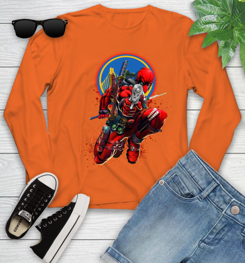 NBA Deadpool Marvel Comics Sports Basketball Golden State Warriors Youth Long Sleeve 4
