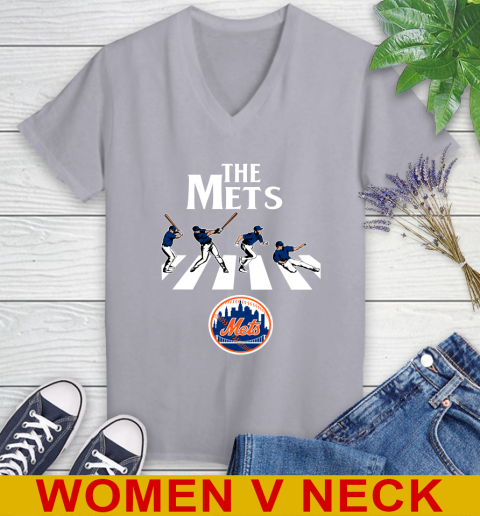 MLB Baseball New York Mets The Beatles Rock Band Shirt Women's V-Neck T-Shirt 5 MLB Baseball New York Mets The Beatles Rock Band Shirt Women's V-Neck T-Shirt - Image 5