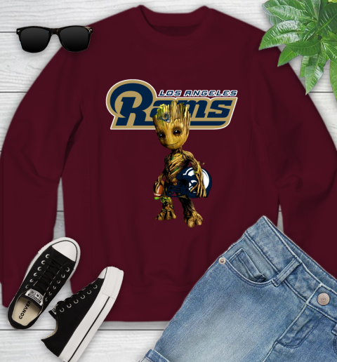 Los Angeles Rams NFL Football Groot Marvel Guardians Of The Galaxy Youth Sweatshirt 5