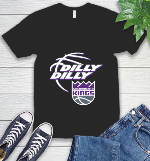 NBA Sacramento Kings Dilly Dilly Basketball Sports V-Neck T-Shirt 2