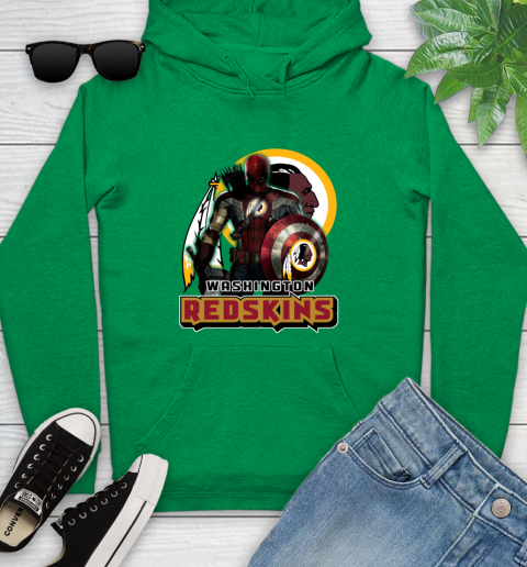 NFL Captain America Thor Spider Man Hawkeye Avengers Endgame Football Washington Redskins Youth Hoodie 7