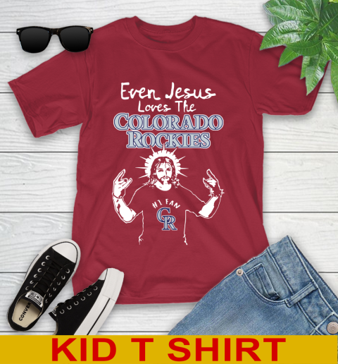 Colorado Rockies MLB Baseball Even Jesus Loves The Rockies Shirt Youth T-Shirt 12