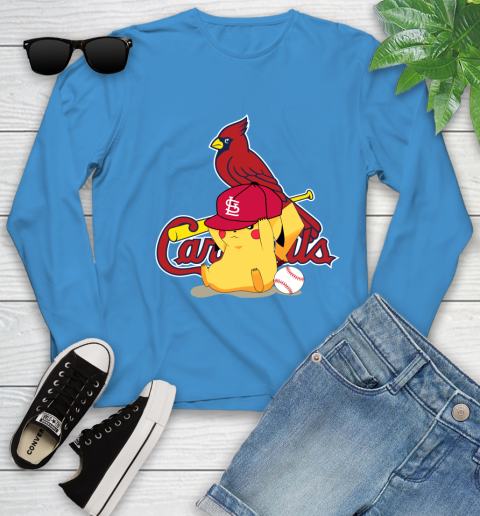 MLB Pikachu Baseball Sports St.Louis Cardinals Youth Long Sleeve 7