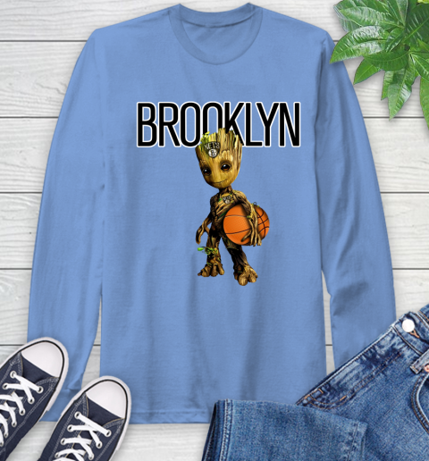 Brooklyn Nets NBA Basketball Groot Marvel Guardians Of The Galaxy Long Sleeve T-Shirt 11