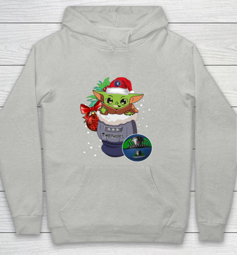 Minnesota Timberwolves Christmas Baby Yoda Star Wars Funny Happy NBA Youth Hoodie 2