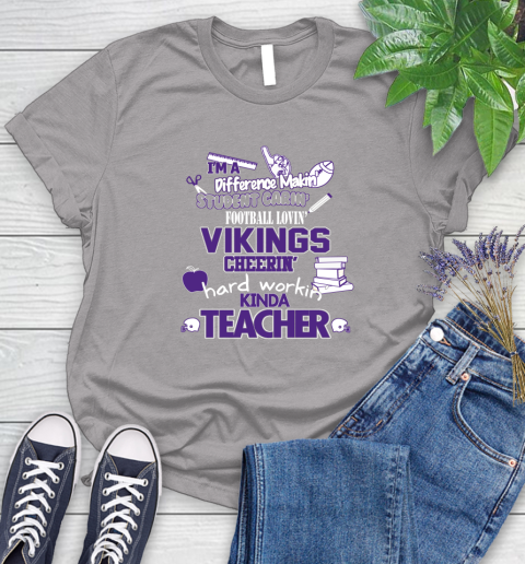 Minnesota Vikings NFL I'm A Difference Making Student Caring Football Loving Kinda Teacher Women's T-Shirt - Image 6