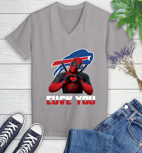 NHL Buffalo Bills Deadpool Love You Fuck You Football Sports Women's V-Neck T-Shirt 4