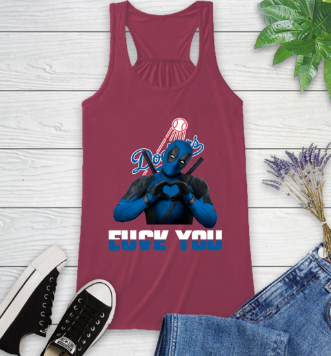 MLB Los Angeles Dodgers Deadpool Love You Fuck You Baseball Sports Racerback Tank 7