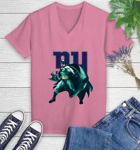 NFL Batman Football Sports New York Giants Women's V-Neck T-Shirt 13