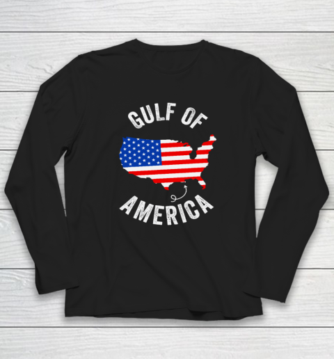 Gulf of USA America Funny Gulf of Mexico USA Flag Map July 4th Long Sleeve T-Shirt