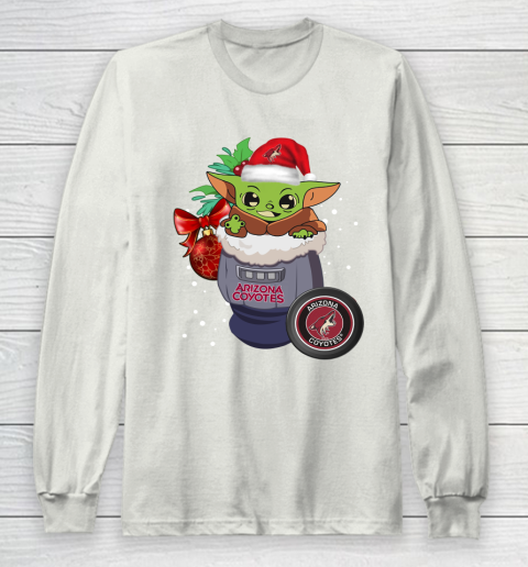 Arizona Coyotes Christmas Baby Yoda Star Wars Funny Happy NHL Long Sleeve T-Shirt 12