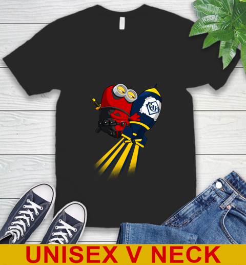 MLB Baseball Tampa Bay Rays Deadpool Minion Marvel Shirt V-Neck T-Shirt