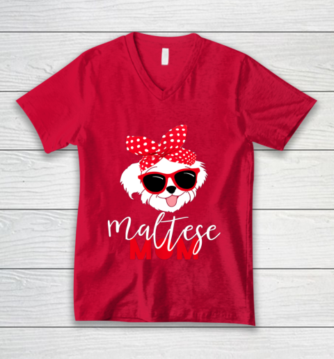 Dog Mom Shirt Dog Lovers T Shirt Maltese Mom Fur Mama V-Neck T-Shirt 6