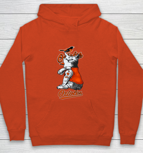 MLB Baseball My Cat Loves Baltimore Orioles Youth Hoodie 3