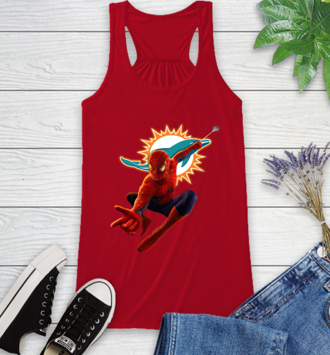 NFL Spider Man Avengers Endgame Football Miami Dolphins Racerback Tank 6