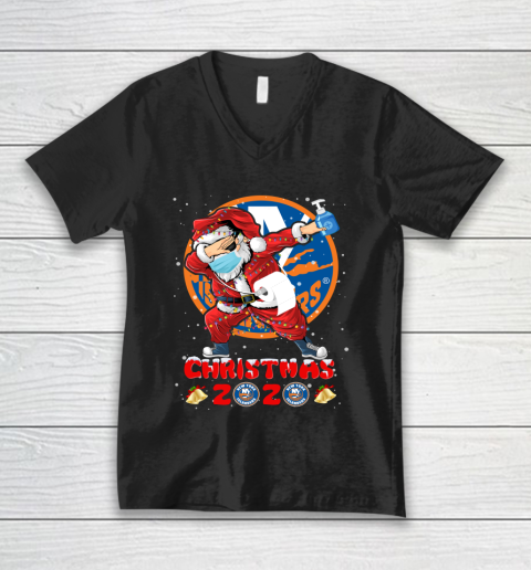 New York Islanders Funny Santa Claus Dabbing Christmas 2020 NHL V-Neck T-Shirt