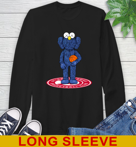 NBA Basketball Atlanta Hawks Kaws Bff Blue Figure Shirt Long Sleeve T-Shirt 2