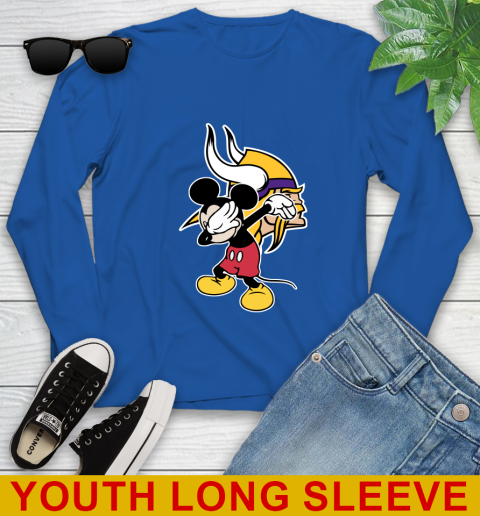 Minnesota Vikings NFL Football Dabbing Mickey Disney Sports Youth Long Sleeve - Image 11