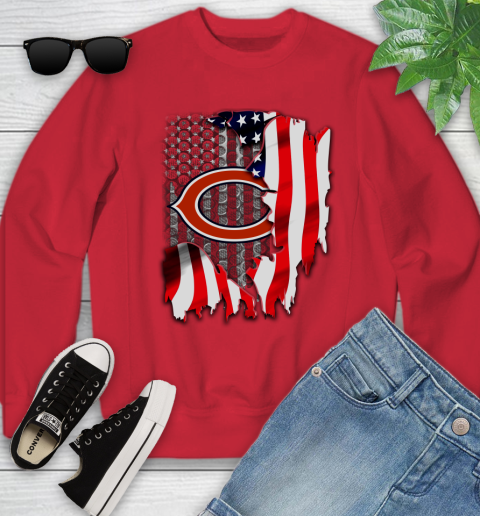 Chicago Bears NFL Football American Flag Youth Sweatshirt 8