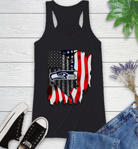 Seattle Seahawks NFL Football American Flag Racerback Tank