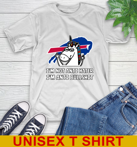 Buffalo Bills NFL Football Unicorn I'm Not Anti Hater I'm Anti Bullshit T-Shirt