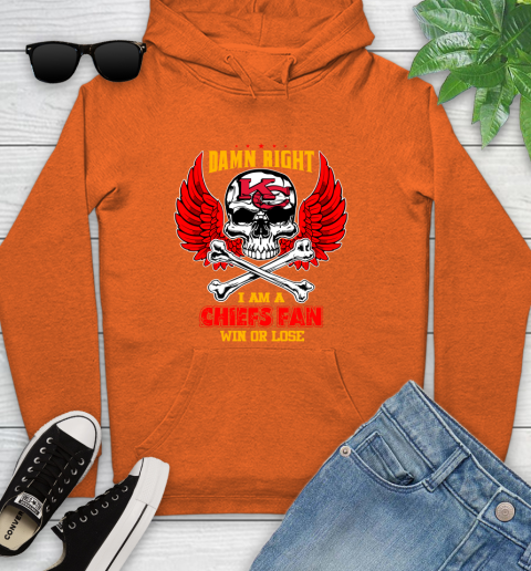 NFL Damn Right I Am A Kansas City Chiefs Win Or Lose Skull Football Sports Youth Hoodie 4