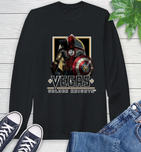 NHL Captain America Thor Spider Man Hawkeye Avengers Endgame Hockey Vegas Golden Knights Long Sleeve T-Shirt 2