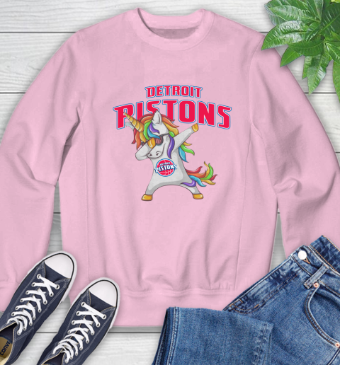 Detroit Pistons NBA Basketball Funny Unicorn Dabbing Sports Sweatshirt 9