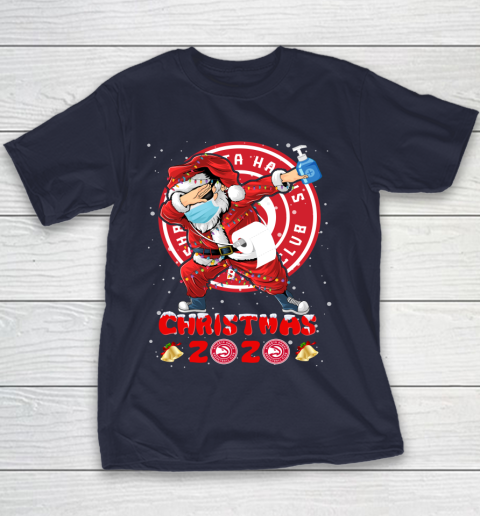 Atlanta Hawks Funny Santa Claus Dabbing Christmas 2020 NBA Youth T-Shirt 2