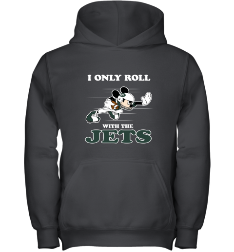 NFL Mickey Mouse I Only Roll With New York Jets Youth Hoodie