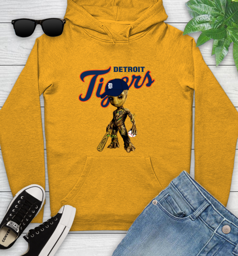 MLB Detroit Tigers Groot Guardians Of The Galaxy Baseball Youth Hoodie 3