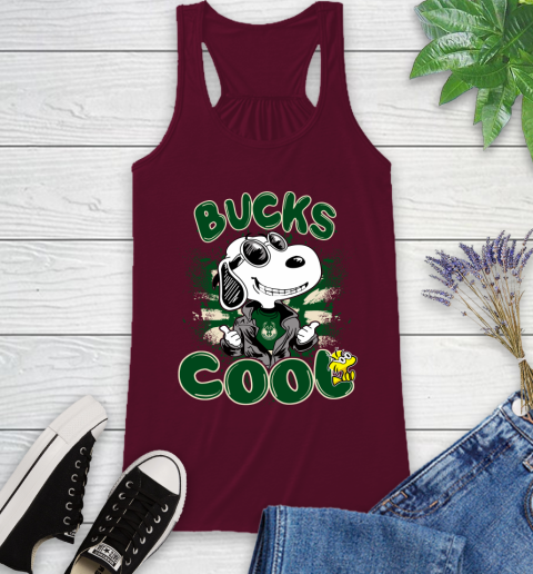 NBA Basketball Milwaukee Bucks Cool Snoopy Shirt Racerback Tank 2
