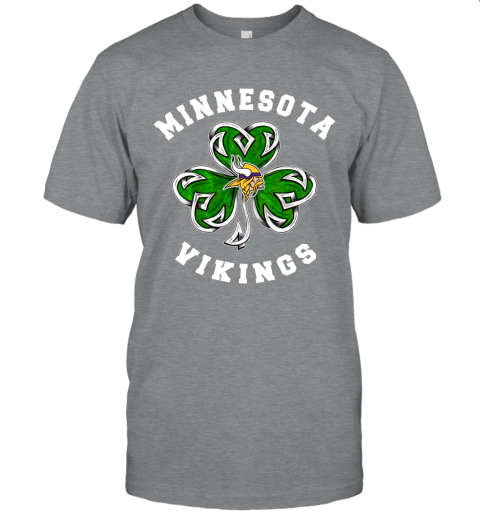 NFL Minnesota Vikings Three Leaf Clover St Patrick's Day Football Sports 50RQqQ9P7Cl classic t shirt 2 95 151514 front sport grey