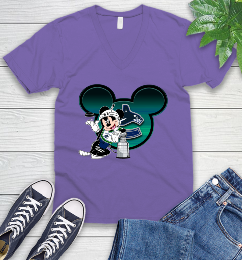 NHL Vancouver Canucks Stanley Cup Mickey Mouse Disney Hockey T Shirt V-Neck T-Shirt 10