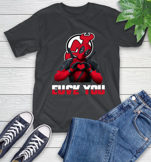 NHL New Jersey Devils Deadpool Love You Fuck You Hockey Sports T-Shirt
