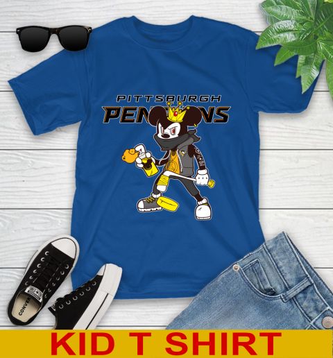 Pittsburgh Penguins NHL Hockey Mickey Peace Sign Sports Youth T-Shirt 9