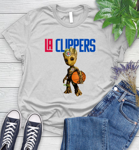 LA Clippers NBA Basketball Groot Marvel Guardians Of The Galaxy Women's T-Shirt