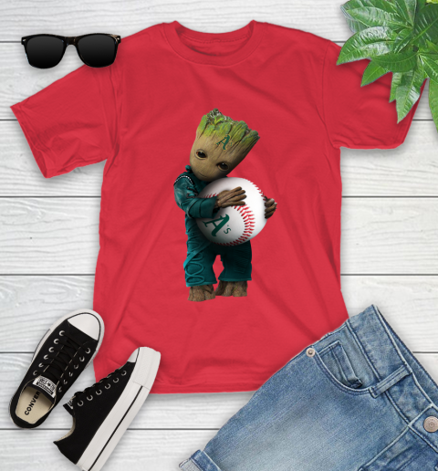 MLB Groot Guardians Of The Galaxy Baseball Sports Oakland Athletics Youth T-Shirt 10