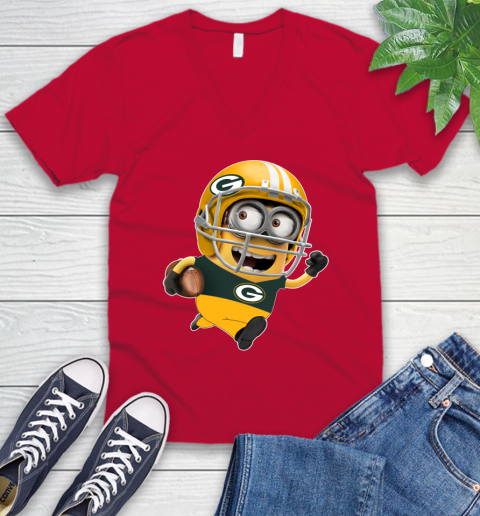 NFL Green Bay Packers Minions Disney Football Sports V-Neck T-Shirt 8