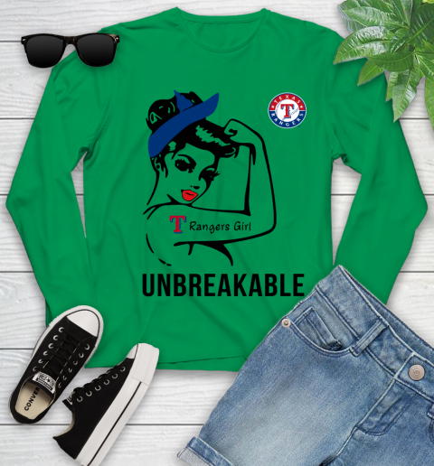 MLB Texas Rangers Girl Unbreakable Baseball Sports Youth Long Sleeve 4