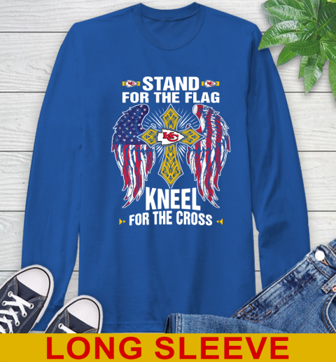 NFL Football Kansas City Chiefs Stand For Flag Kneel For The Cross Shirt Long Sleeve T-Shirt 11