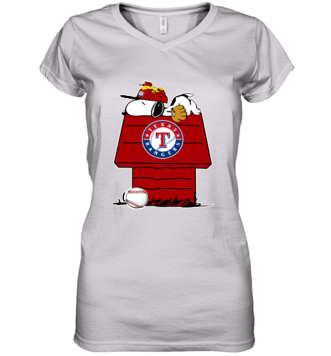 MLB Texas Rangers Logo T-Shirt Women's Size Large Gray V Neck