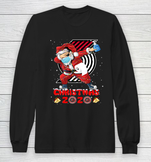 Portland Trail Blazers Funny Santa Claus Dabbing Christmas 2020 NBA Long Sleeve T-Shirt