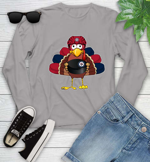 Winnipeg Jets Turkey Thanksgiving Day Youth Long Sleeve 5